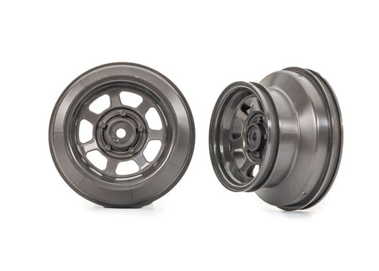 Wheels, dirt oval, graphite gray, dual profile (2.2” outer, 3.0” inner) (2) (4WD front/rear, 2WD rear only), TRA-10472