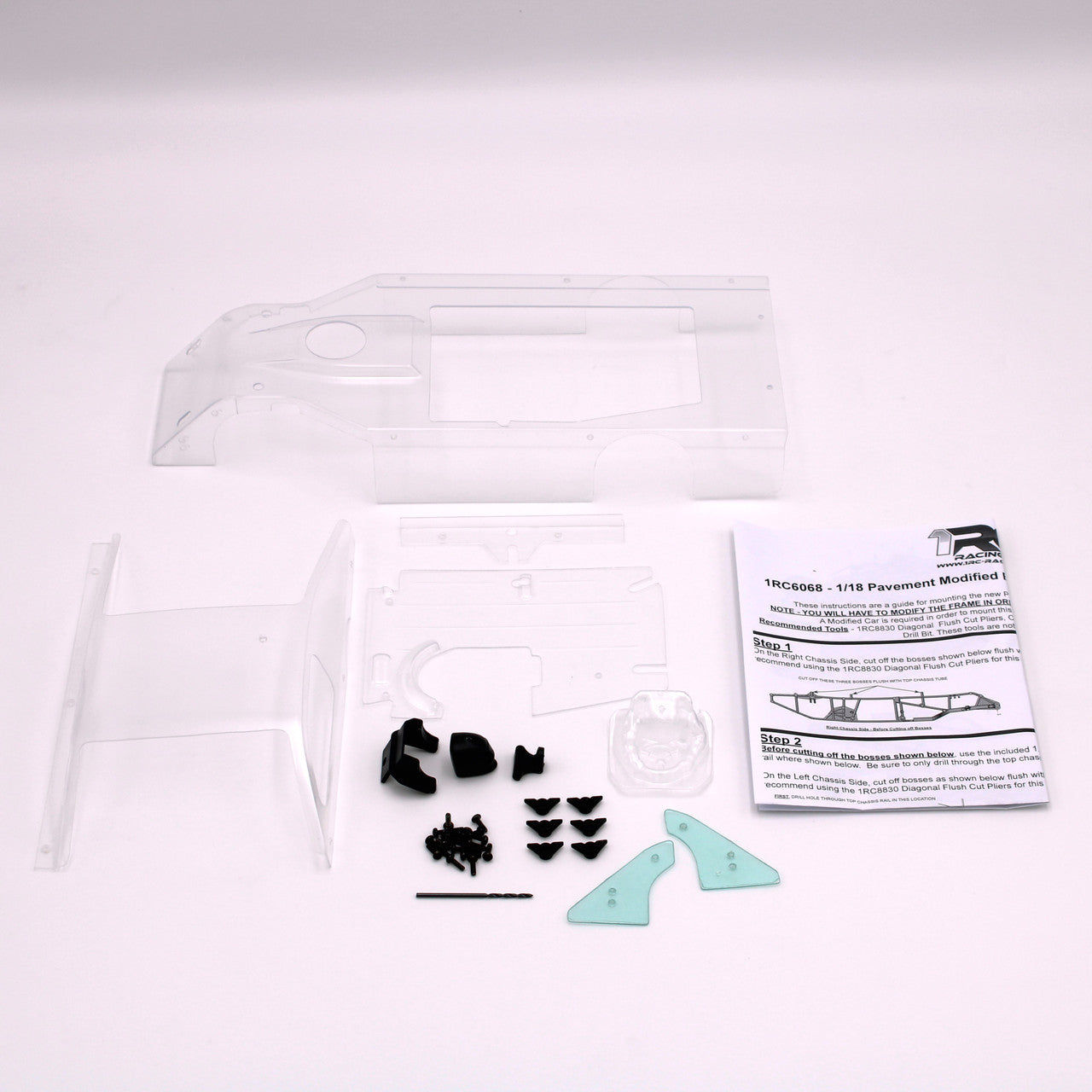 1RC 1/18 Pavement Modified Body Set, Clear