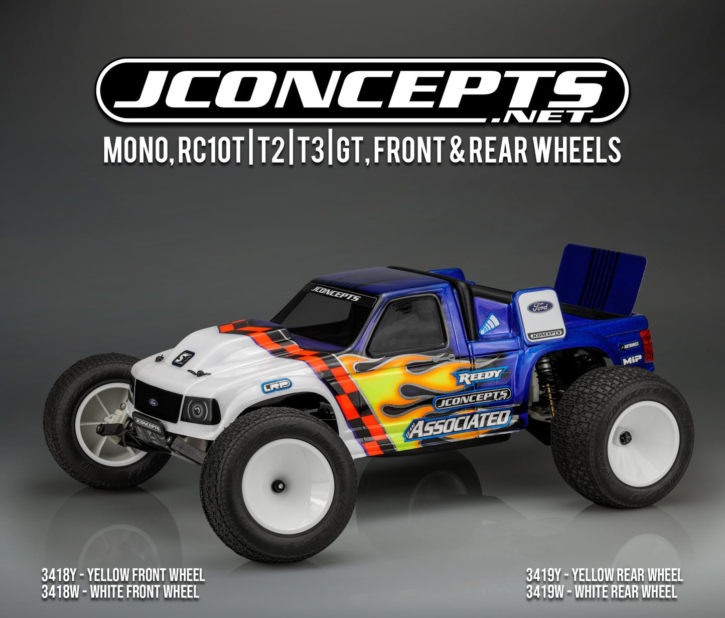 MONO, RC10T | T2 | T3 | GT, REAR WHEEL 2.2" - 3/16" AXLE - 4PC