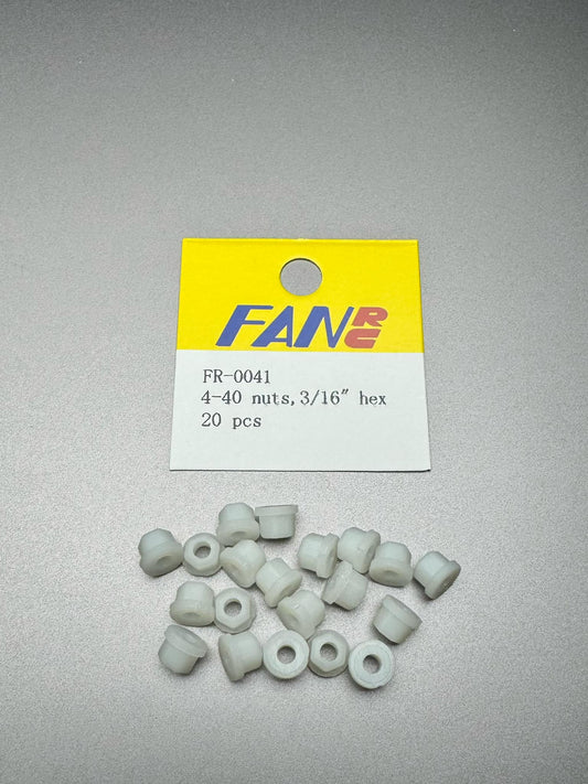 Fan RC 4-40 Nylon nuts, 3/16" Hex