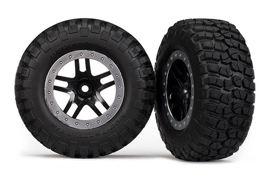 Tire & wheel assembled, Black Kumho tires glued (2) (4WD front/rear, 2WD rear only) TRA-5883