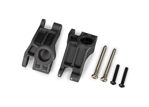 Extreme Heavy Duty Rear Stub Axle Carriers (left & right)/ 3x31mm hinge pins (2)/ 3x18mm BCS (2), TRA-9150