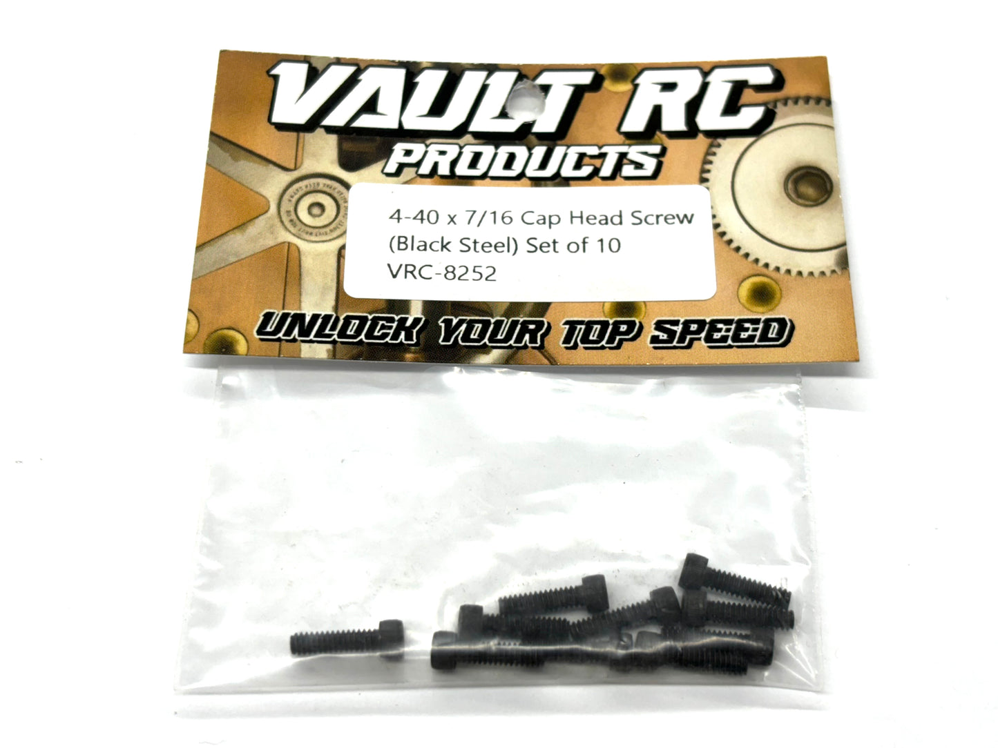 4-40 x 7/16 Cap Head Screw (Black Steel) Set of 10, VRC-8252