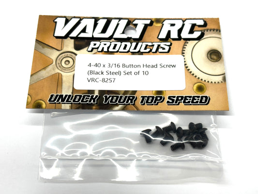 4-40 x 3/16 Button Head Screw (Black Steel) Set of 10, VRC-8257