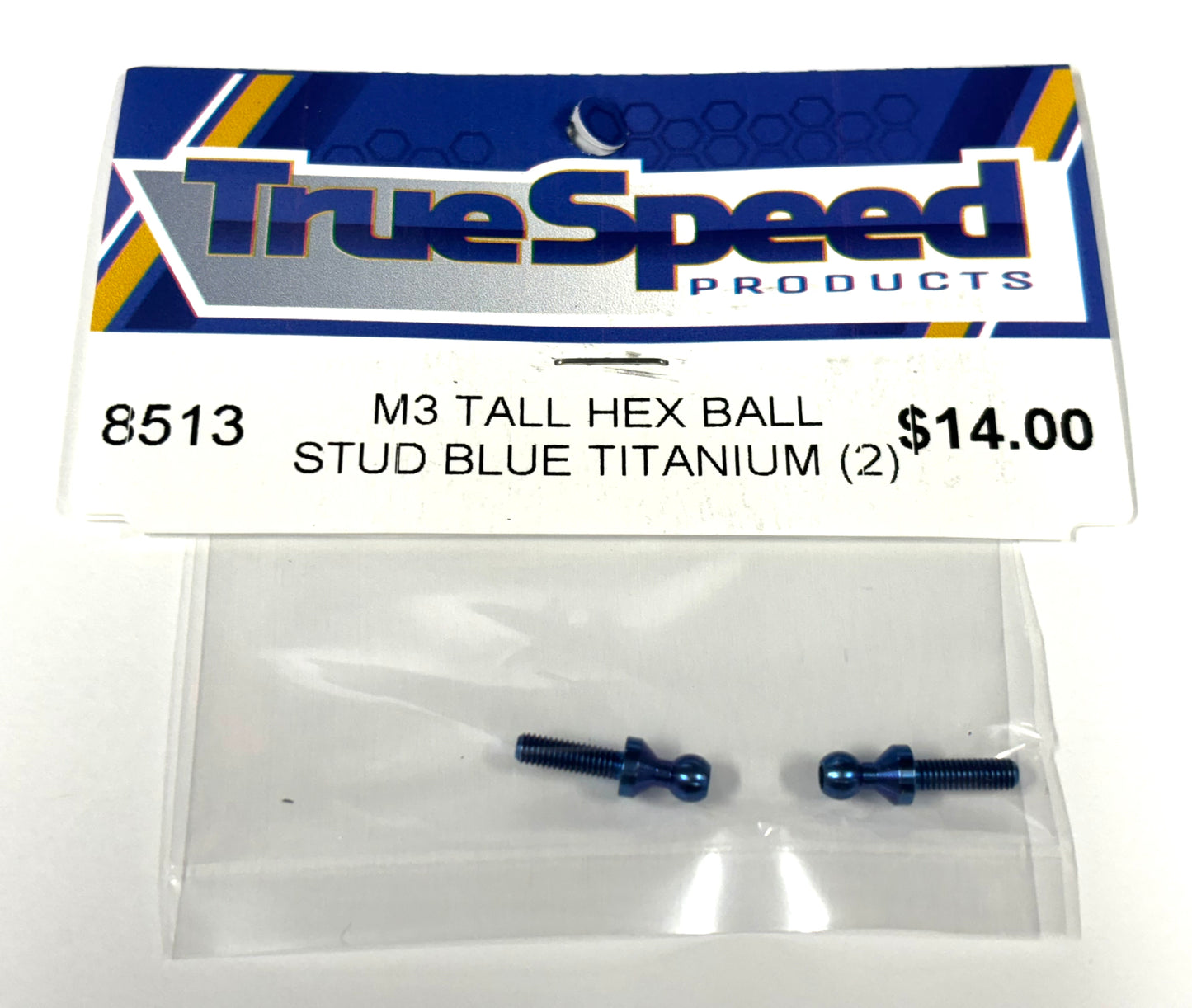 M3 Tall Hex Ball Stud Blue Titanium (2), CW-8513