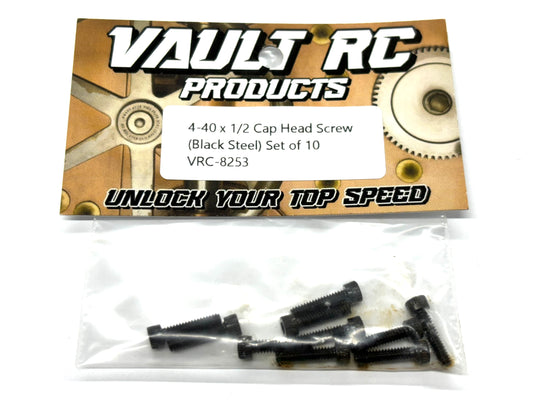 4-40 x 1/2 Cap Head Screw (Black Steel) Set of 10, VRC-8253