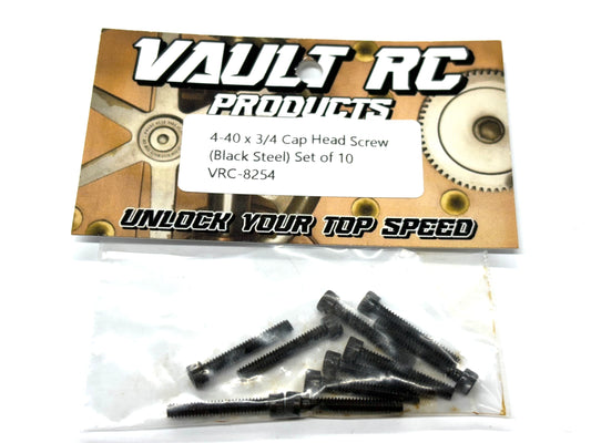 4-40 x 3/4 Cap Head Screw (Black Steel) Set of 10, VRC-8254