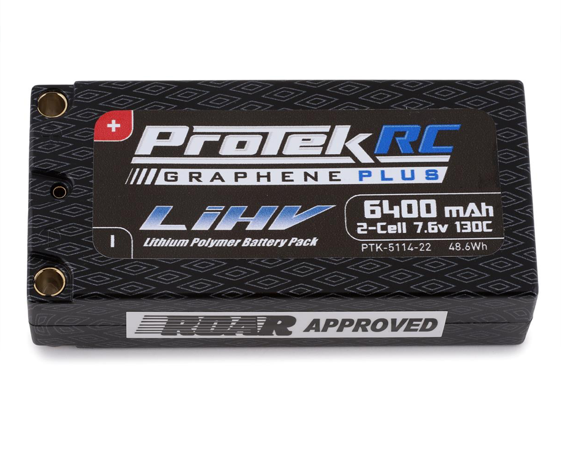 ProTek RC 2S 130C Low IR Si-Graphene + HV Shorty LiPo Battery (7.6V/6400mAh) w/5mm Connectors (ROAR Approved) PTK-5114-22