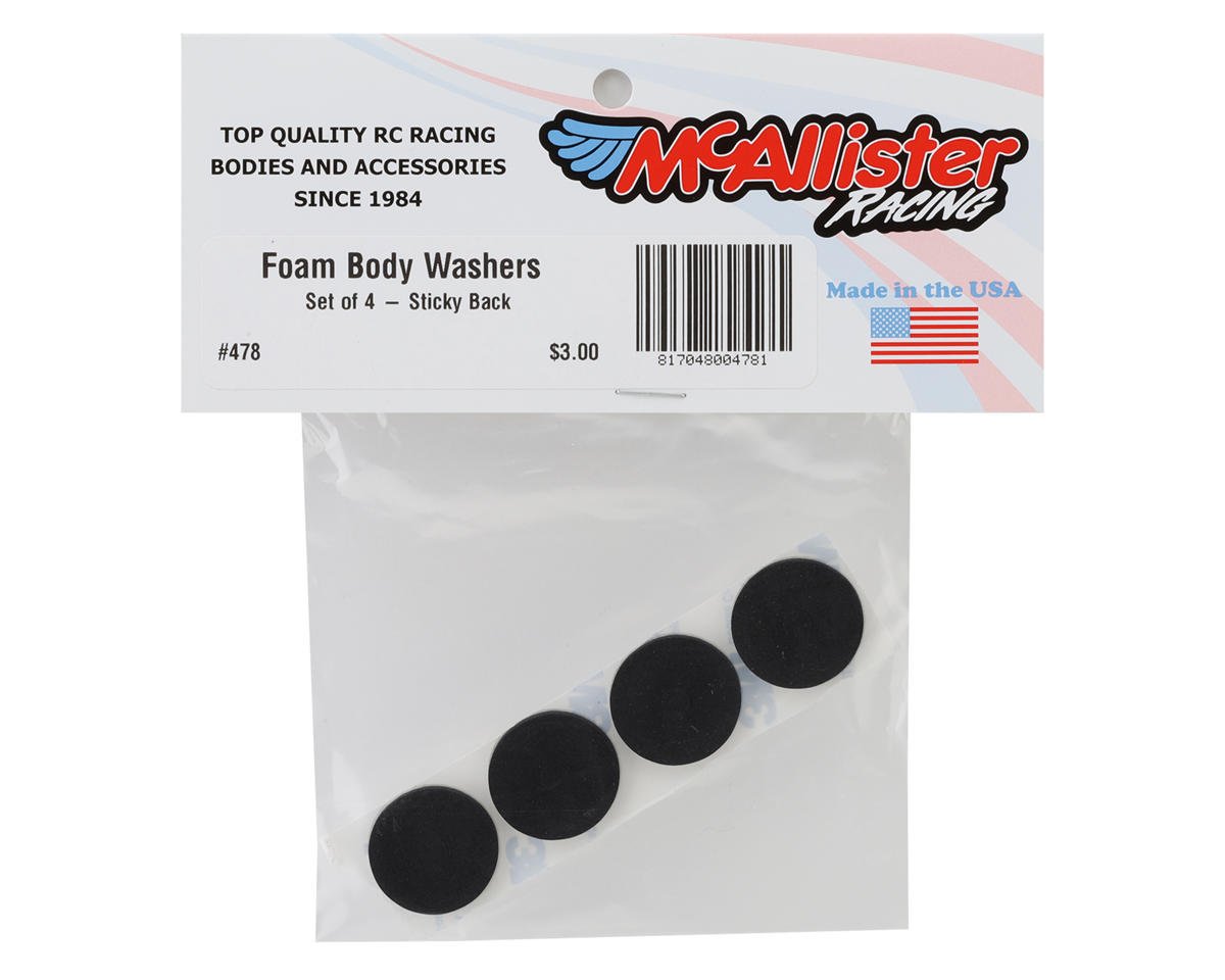 McAllister Racing Foam Body Washers (set of 4) Sticky Back, 478