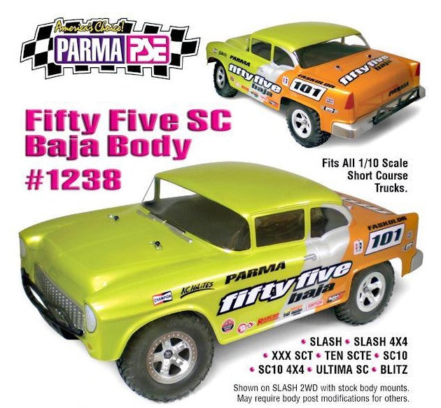 Parma '55 Muscle Baja 1/10 Scale Short Course Drag Clear Body, PAR1238