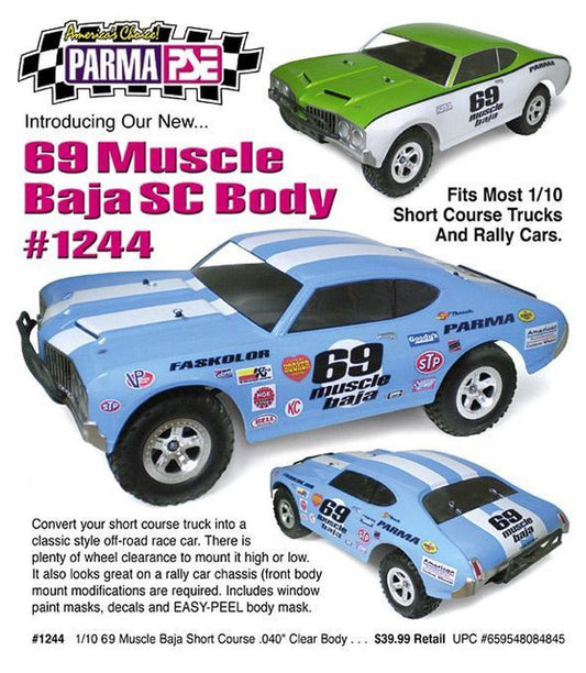 Parma '69 Muscle Baja 1/10 Scale Short Course Drag Clear Body, PAR1244