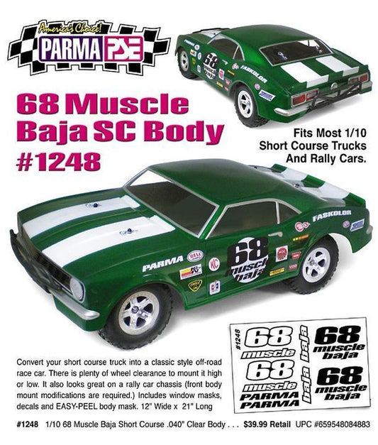 Parma '68 Muscle Baja 1/10 Scale Short Course Drag Clear Body, PAR1248