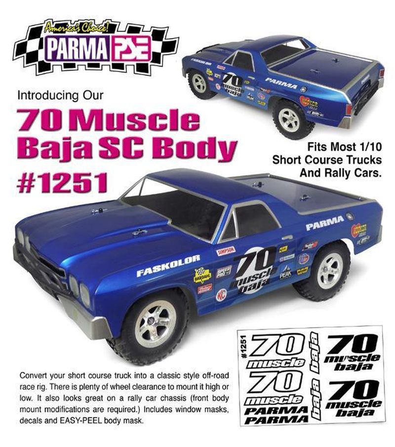 Parma '70 Muscle Baja 1/10 Scale Short Course Clear Body, PAR1251