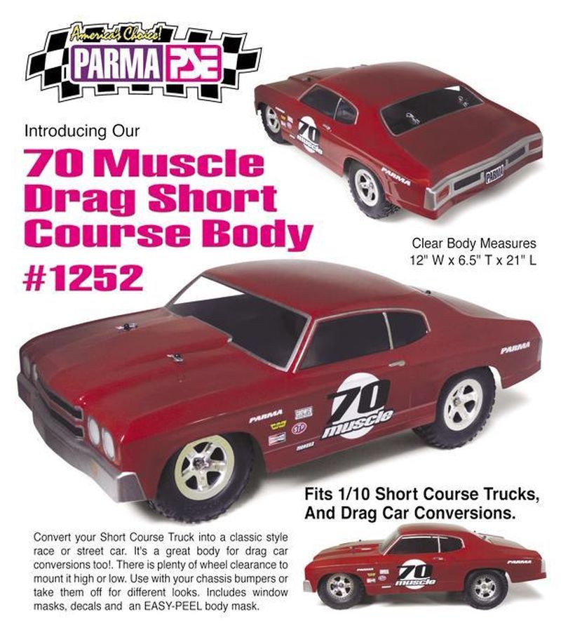 Parma '70 Muscle Baja 1/10 Scale Short Course Drag Clear Body, PAR1252