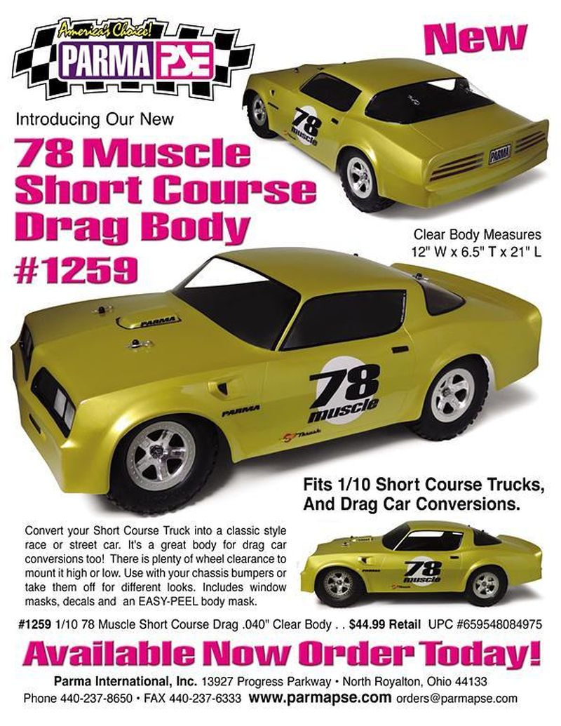 Parma '78 Muscle Baja 1/10 Scale Short Course Drag Clear Body, PAR1259