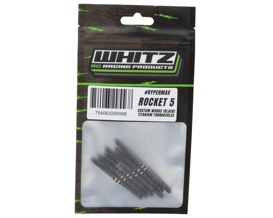 Whitz Racing Products Custom Works Rocket 5 HyperMax 3.5mm Titanium Turnbuckles Kit (Black) (6), WRP-CWLM5-HM2