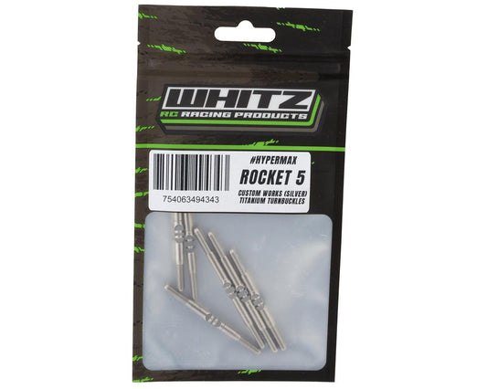 Whitz Racing Products Custom Works Rocket 5 HyperMax 3.5mm Titanium Turnbuckles Kit (Silver) (6), WRP-CWLM5-HM