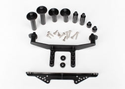 Body mount, front & rear (black)/ body posts, 52mm (2), 38mm (2), 25mm (2), 6.5mm (2)/ body post extensions (4)/ hardware TRA-1914R