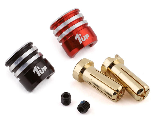 1UP Racing Heatsink Bullet Plug Grips w/5mm Bullets (Black/Red) 1UP-190436