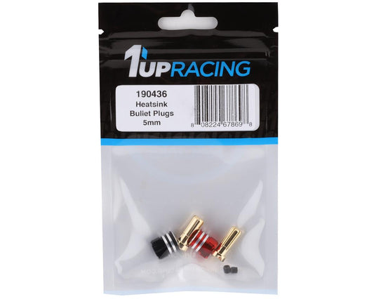 1UP Racing Heatsink Bullet Plug Grips w/5mm Bullets (Black/Red) 1UP-190436