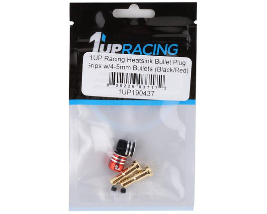 1UP Racing Heatsink Bullet Plug Grips w/4-5mm Bullets (Black/Red) 1UP-190437