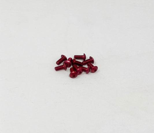 2-56 x 3/16 Button Head Socket Screws (Red Aluminum) Set of 10, VRC-32456