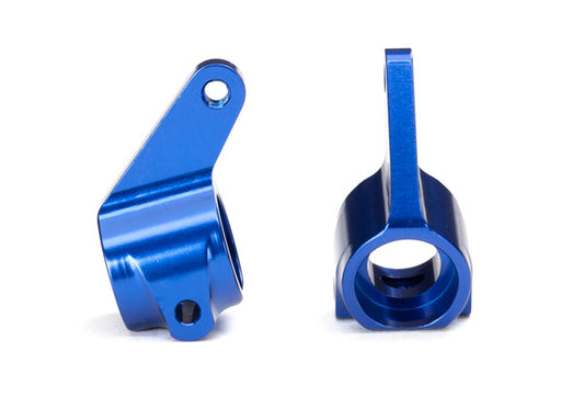 Steering blocks, Rustler/Stampede/Bandit (2), 6061-T6 aluminum (blue-anodized)/ 5x11mm ball bearings (4) 3636A