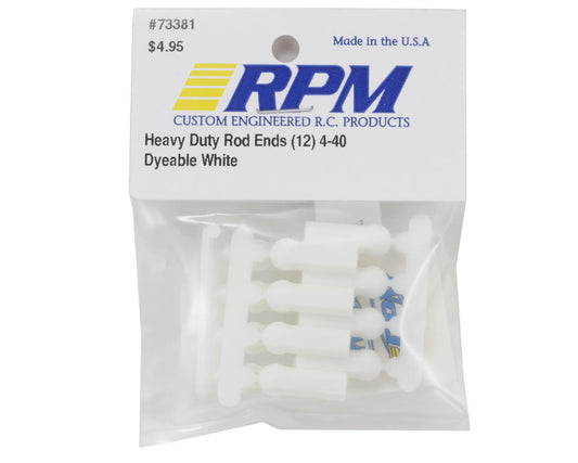 RPM Heavy Duty 4-40 Rod Ends (White) (12), RPM-73381