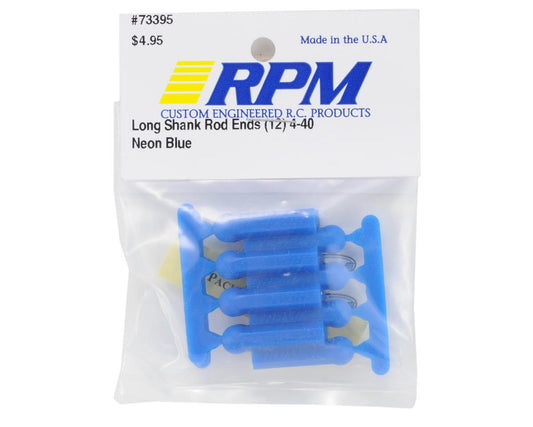 RPM Long Shank 4-40 Rod Ends (Blue) (12), RPM-73395